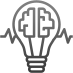 Conceptual icon of a brain inside a light bulb.